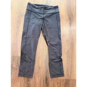 Lululemon‎ Cropped Leggings Black Mesh Panel Athletic Workout Women Size 6
